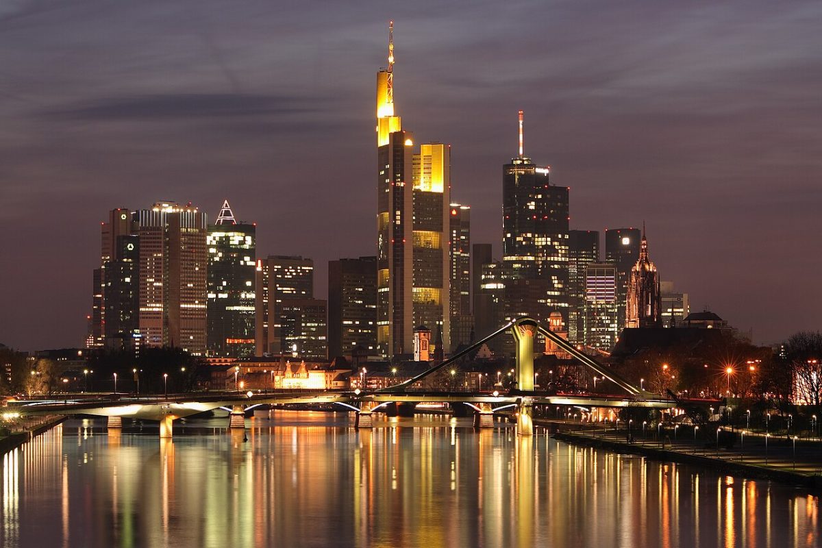 Frankfurt am Main skyline showing the German financial district