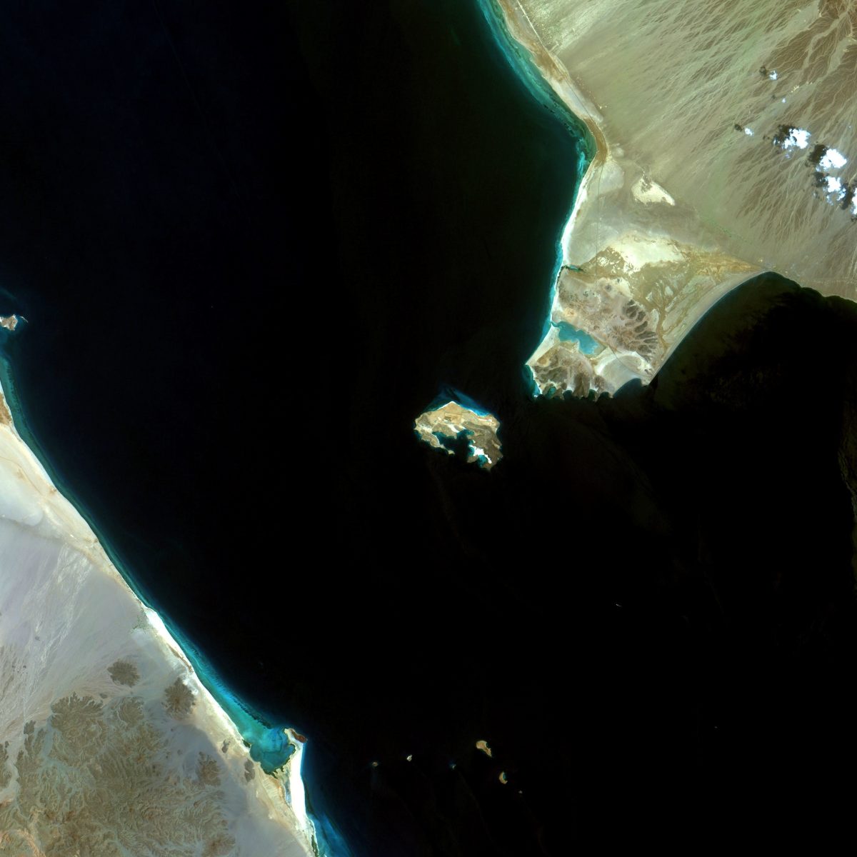 The Bab el-Mandeb Strait between the Arabian Peninsula and the Horn of Africa
