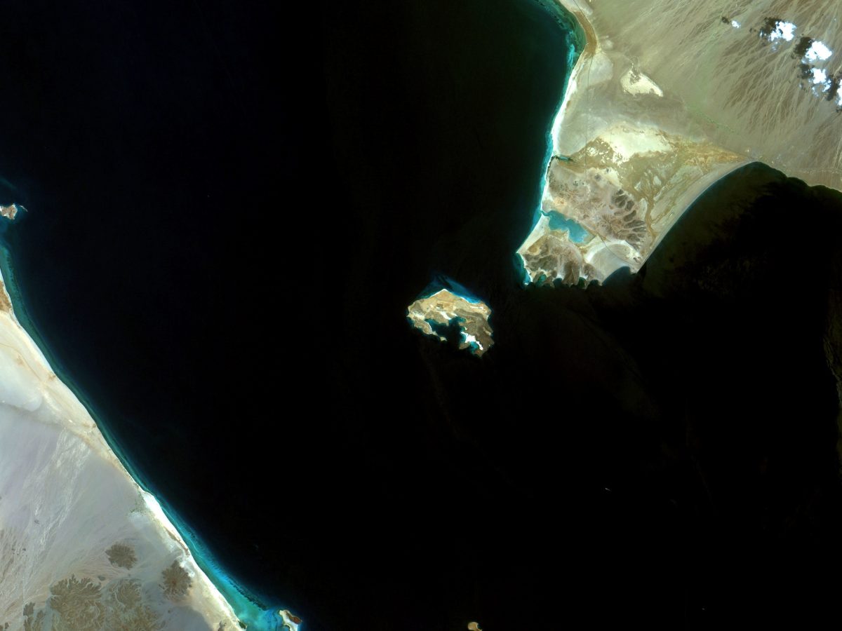 The Bab el-Mandeb Strait between the Arabian Peninsula and the Horn of Africa