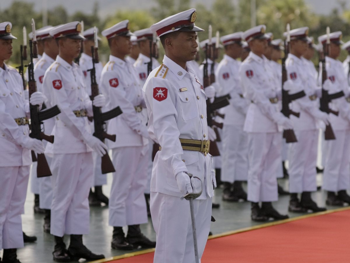 Myanmar military personnel at an official reception in Naypyidaw