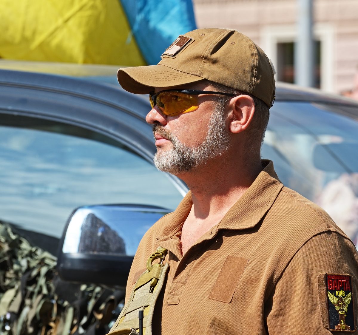 Ukrainian soldiers march in Kyiv on Independence Day 2021