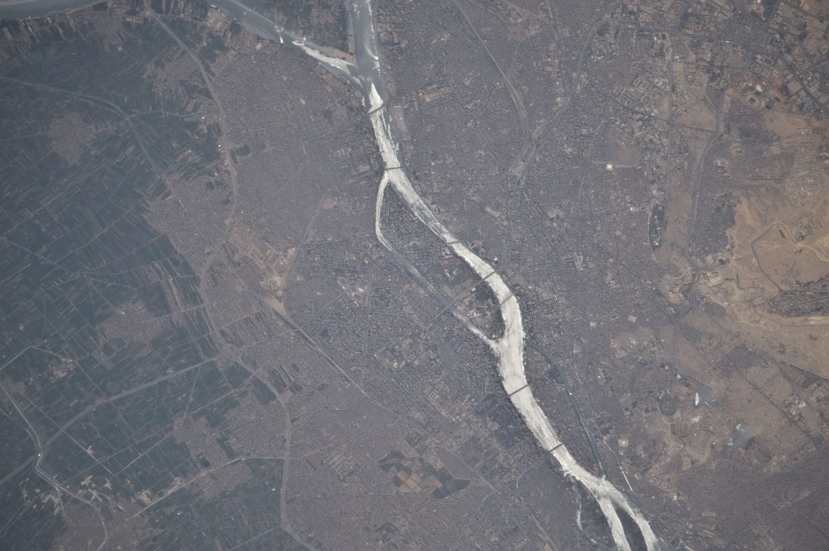 Aerial view of Cairo, Egypt from the International Space Station