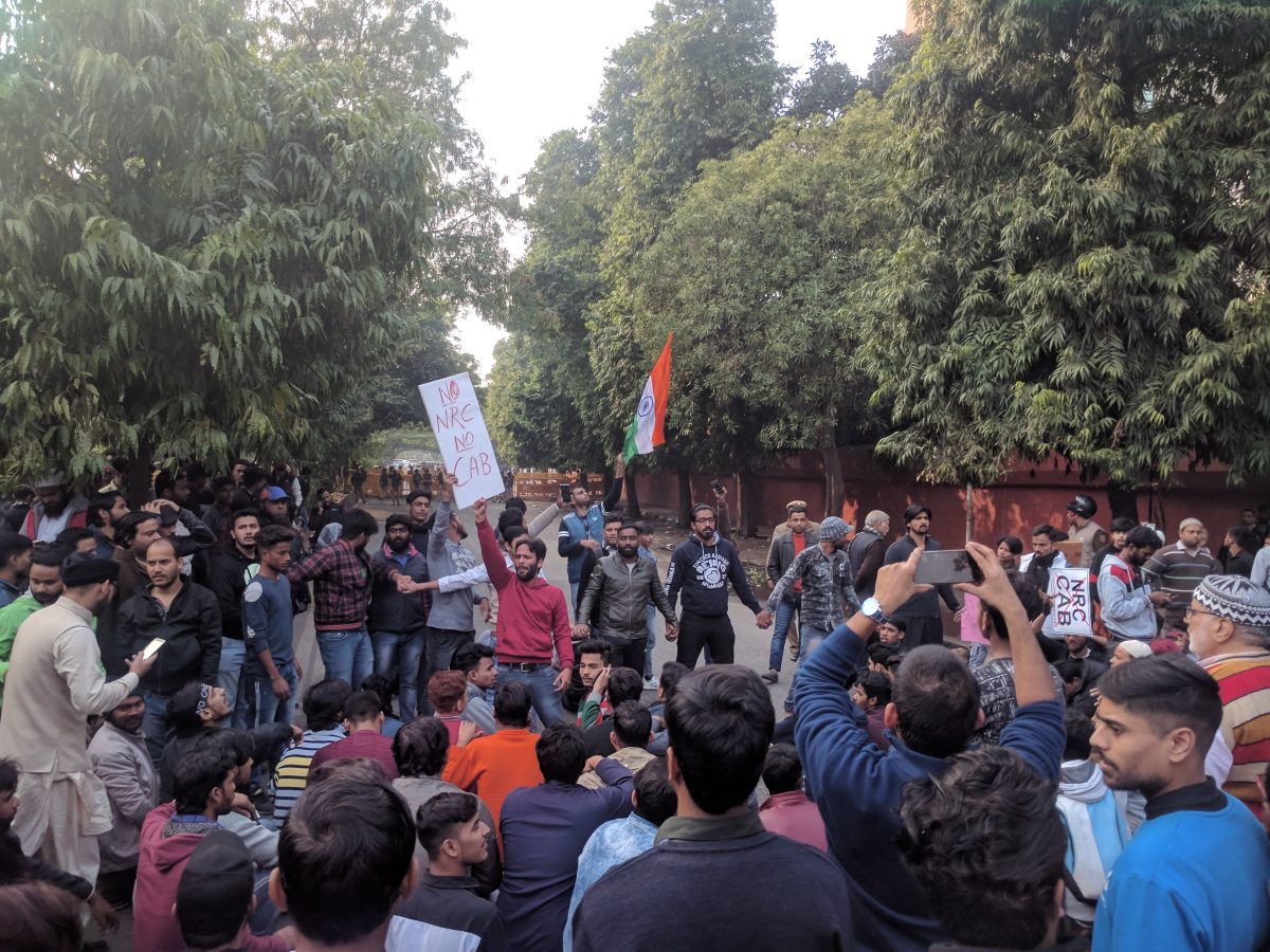 Protesters at Jantar Mantar New Delhi against citizenship exclusion laws