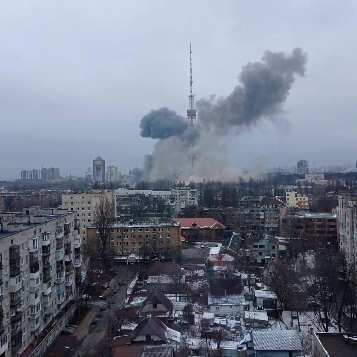 Russian bombardment of Kyiv TV tower 2022