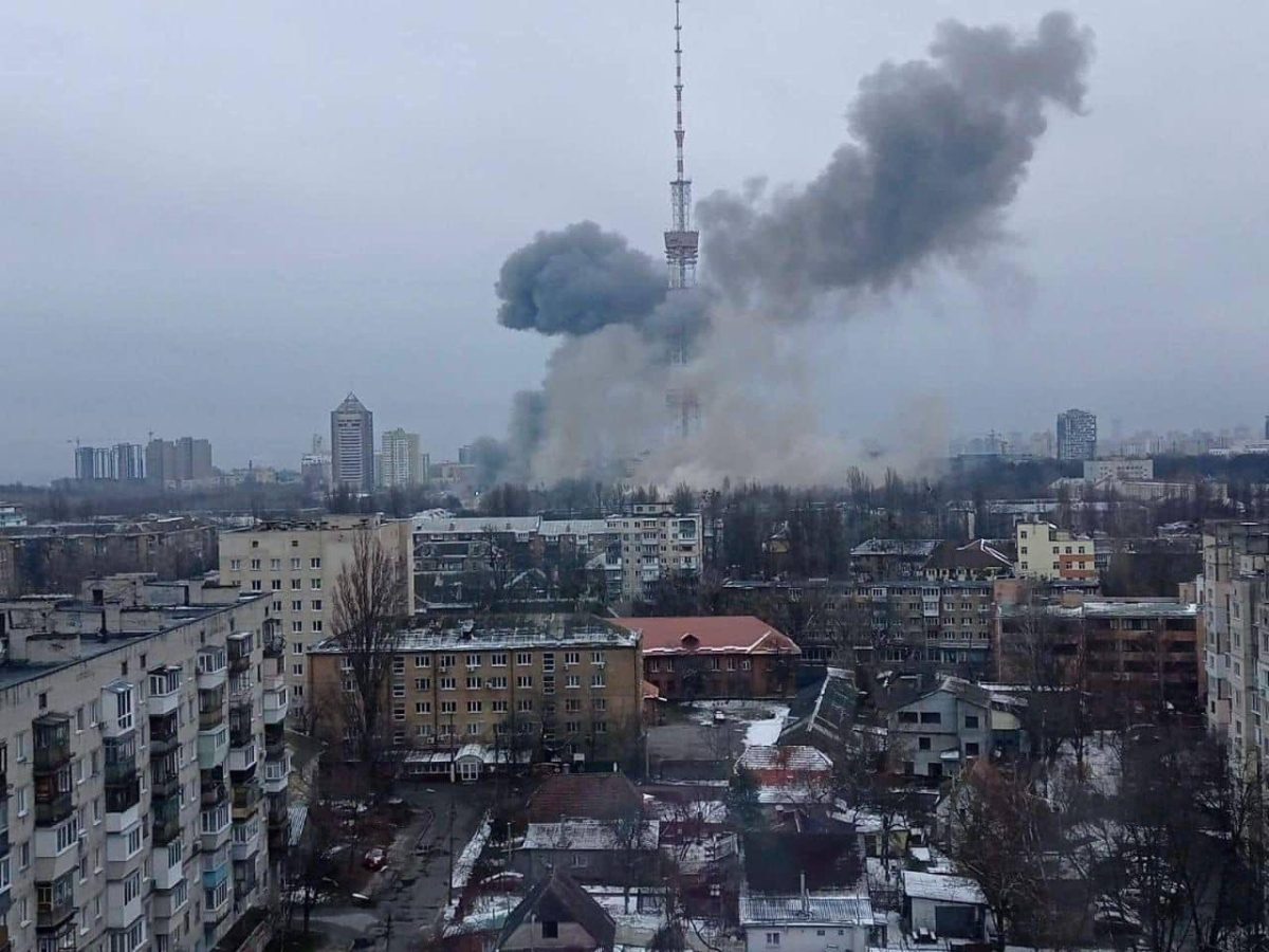 Russian bombardment of Kyiv TV tower 2022